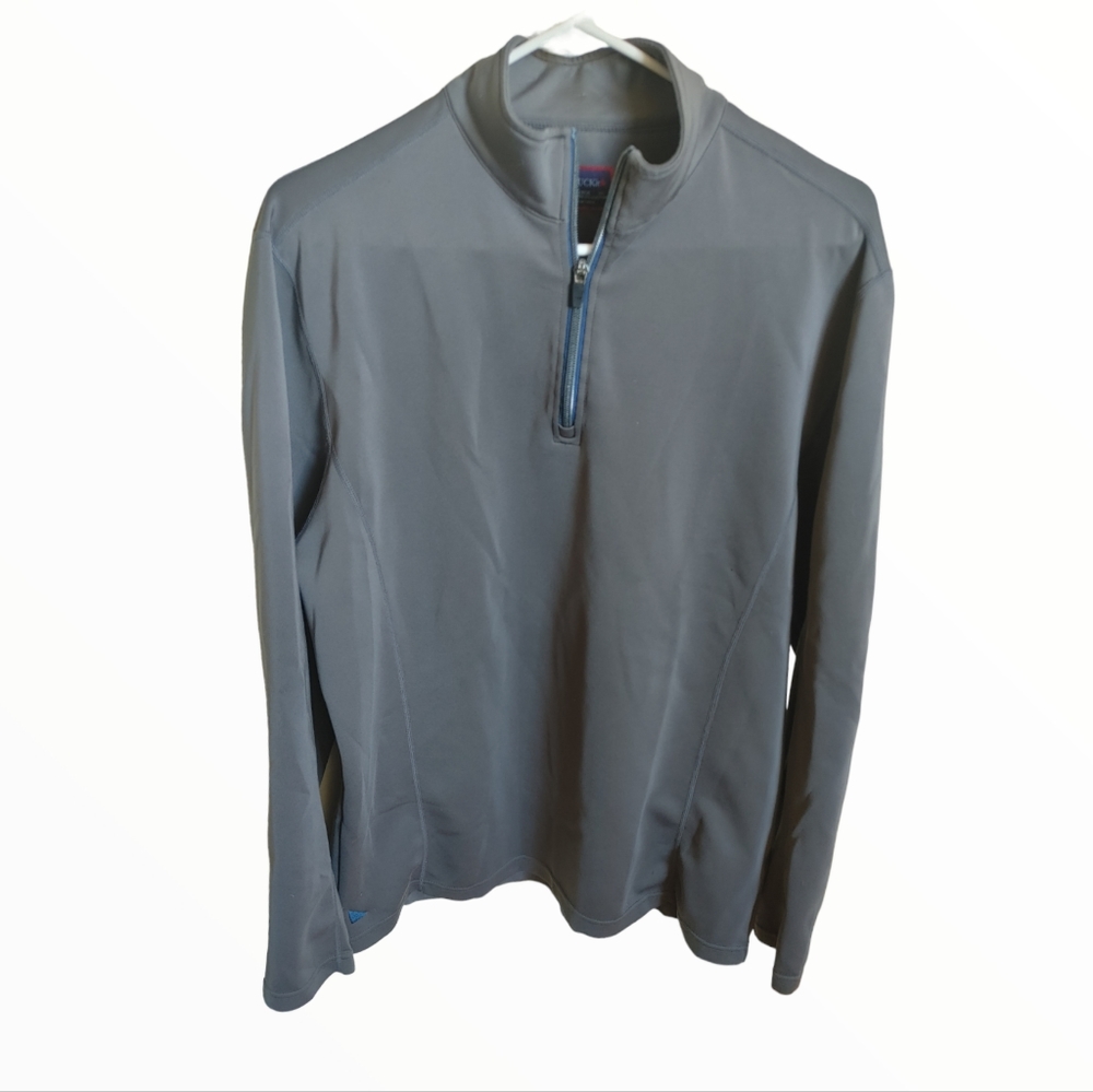 Untuckit Mens Large Gray Blue Quarter Zip Pullover Sweatshirt Sweater Golf